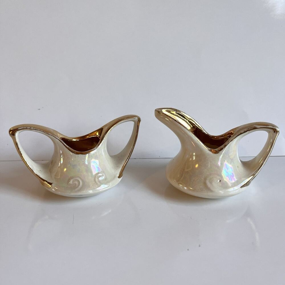 Vintage Pearl China Co Lusterware Creamer & Sugar Set